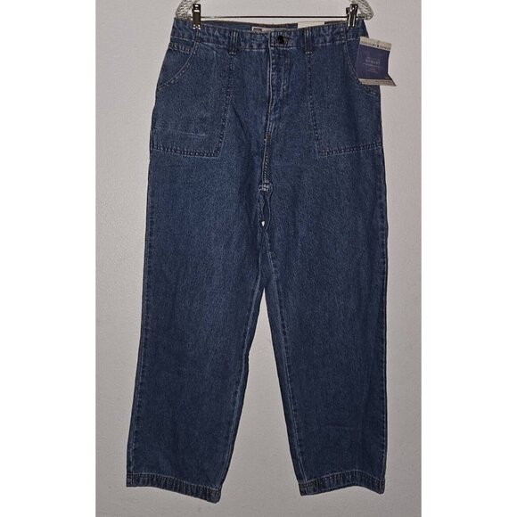 NWT Faded Glory Blue Jeans Size 8 No Waist Modern Style Looser Fit Medium Stone - Picture 1 of 12